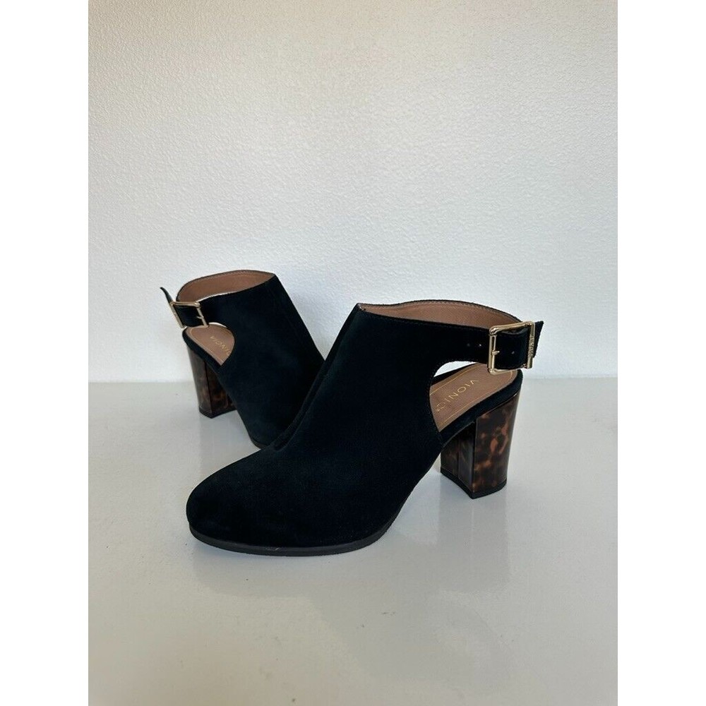 Vionic Women's Lacey Tortoise Heeled Bootie Black Size 9.5 Orthopedic Comfort
